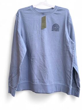 Goodfellow & Co. Men's Blue Crewneck Sweatshirt with Embroidered Waves - XL